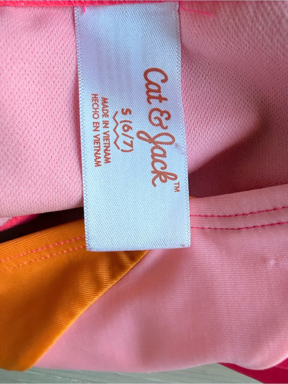 Cat & Jack Colorblock Girls' Two-Piece Swimsuit - Pink, Yellow & Orange Size 6/7 - Picture 3 of 3